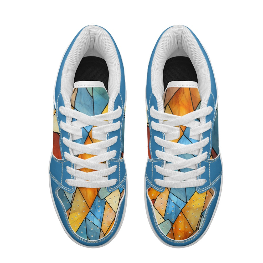 Geometric Blues Vegan Leather Sneakers