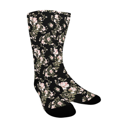 Black Floral Pattern Socks - Custom Socks for Women Made in USA