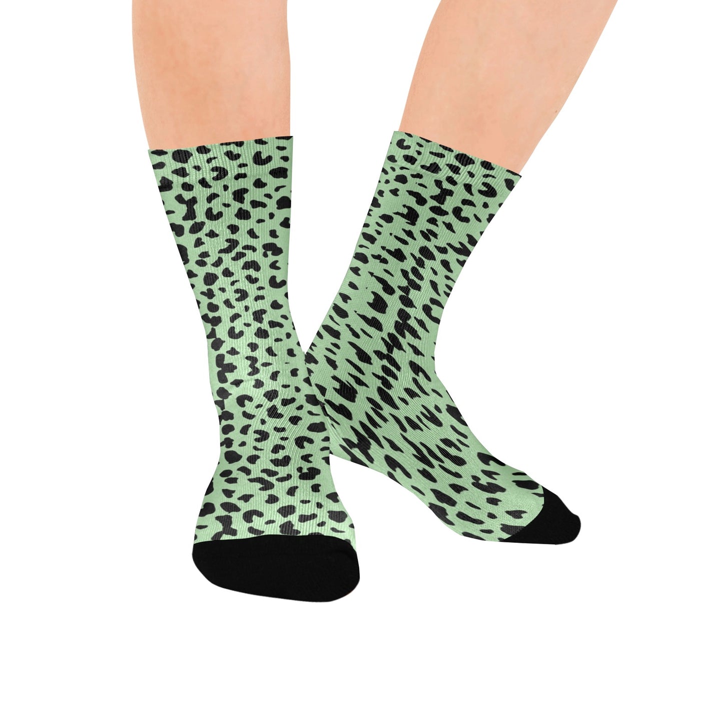 seea foam green leopard women's crew socks – Sole Design Studio