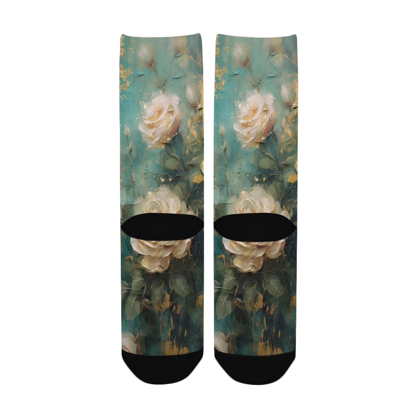 Antique Emerald Romance Journal Paper Socks - Custom Socks for Women Made in USA