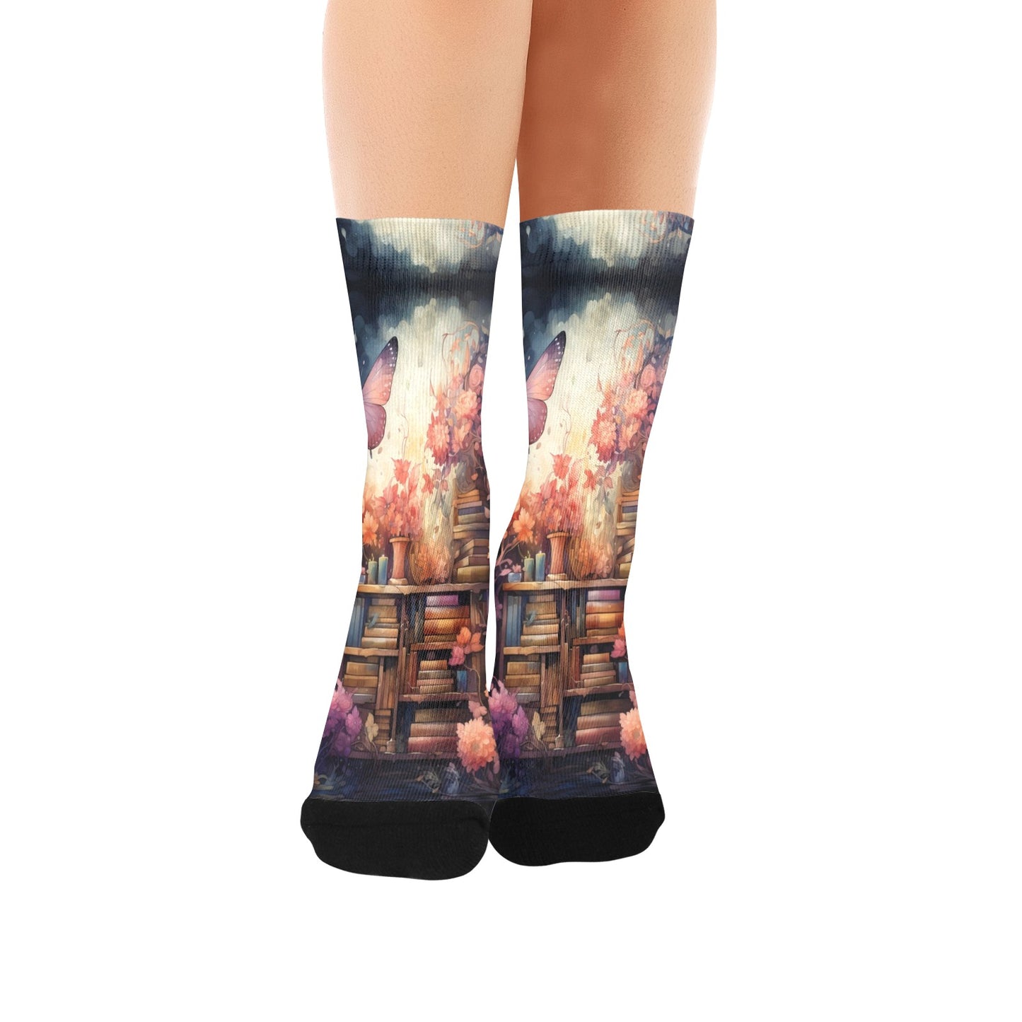 Butterfly Whimsical library Socks - Custom Socks for Women Made in USA