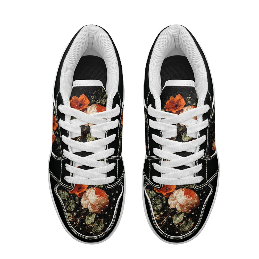 Still Life with Roses Women's Low Top Vegan Leather Sneakers