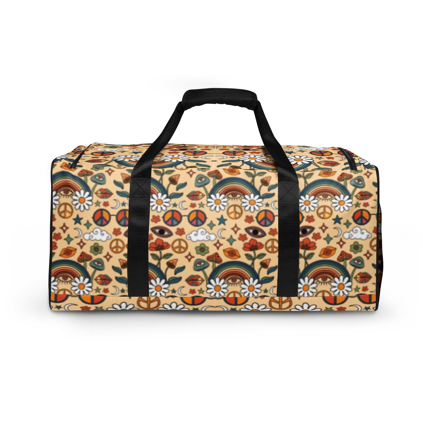 Boho Rainbow and Trippy Mushrooms Duffle Bag