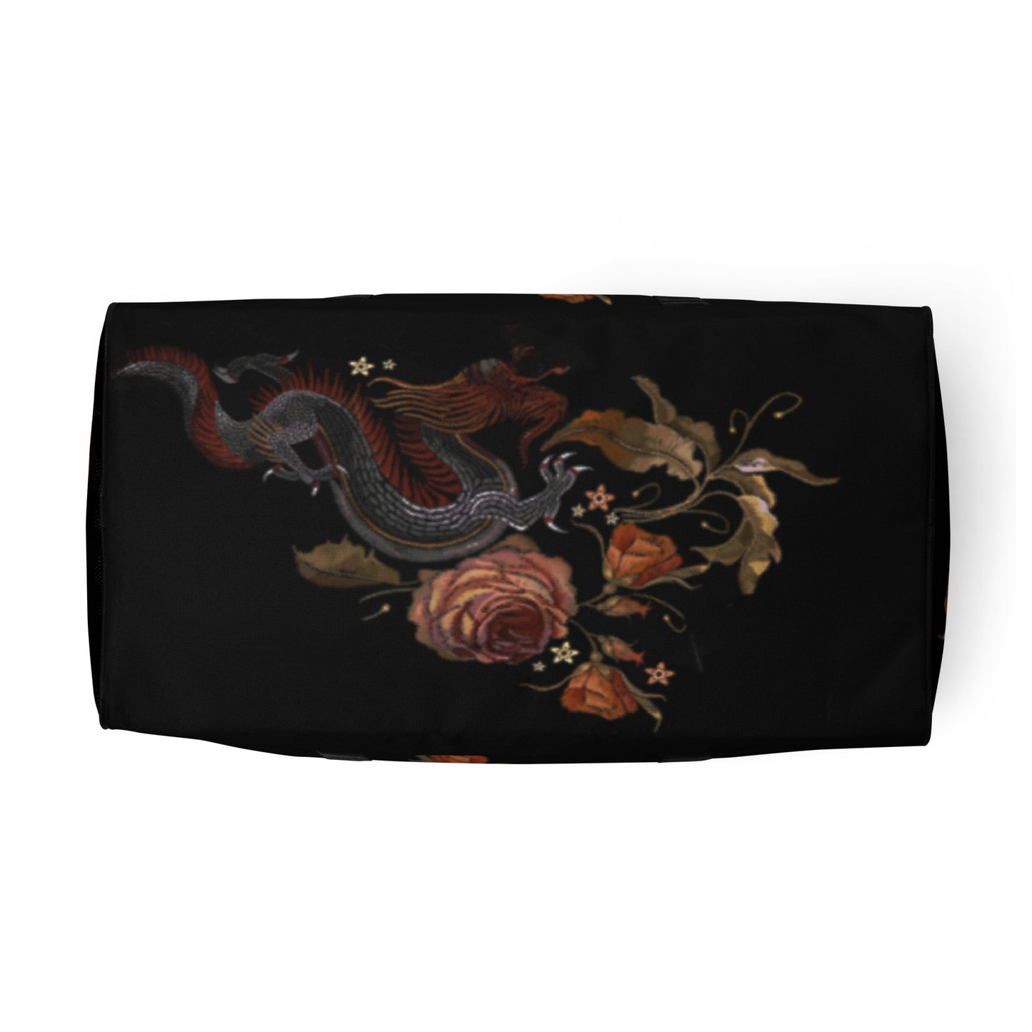 Two Chinese Dragons and Roses Flowers Duffle Bag