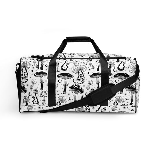 Black White Mushrooms Duffle Bag