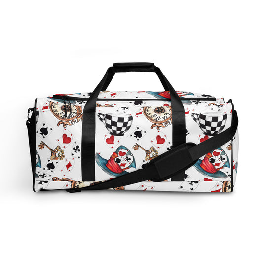 Alice in Wonderland White Duffle Bag