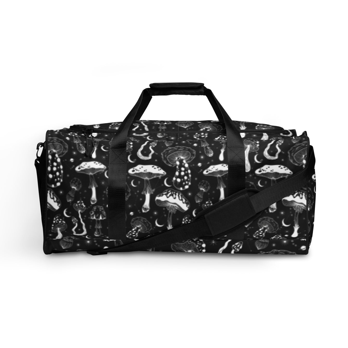 Black White Mushrooms Duffle Bag