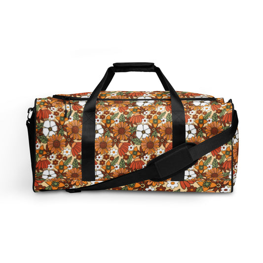 60s Inspired Retro Floral Duffle Bag