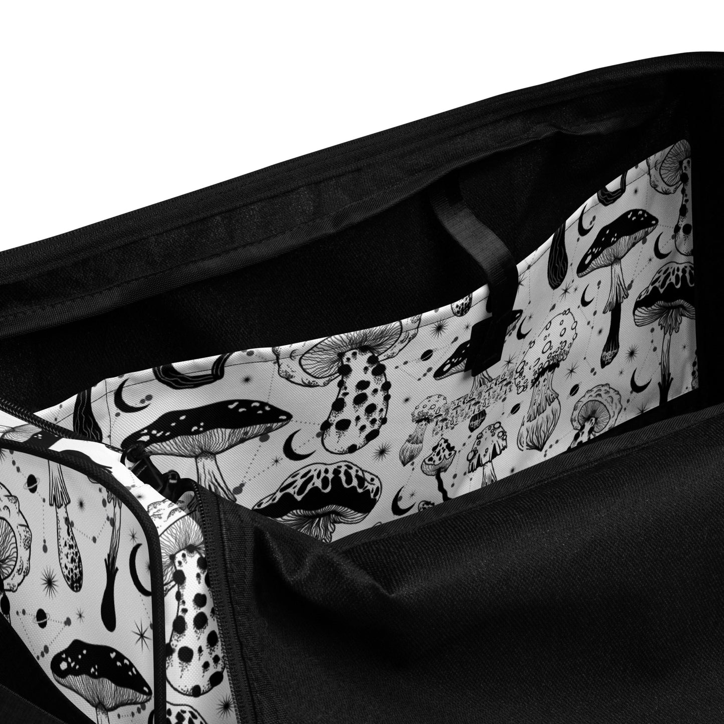 Black White Mushrooms Duffle Bag