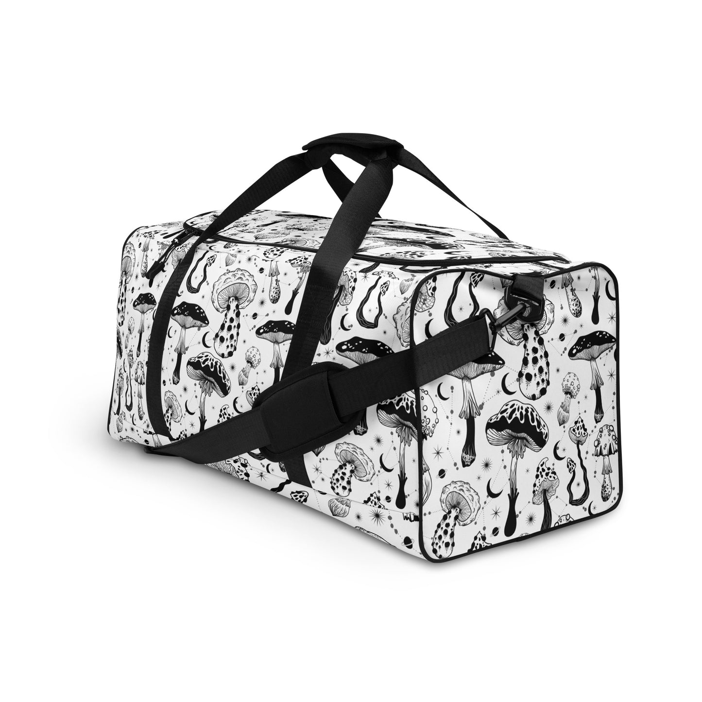 Black White Mushrooms Duffle Bag