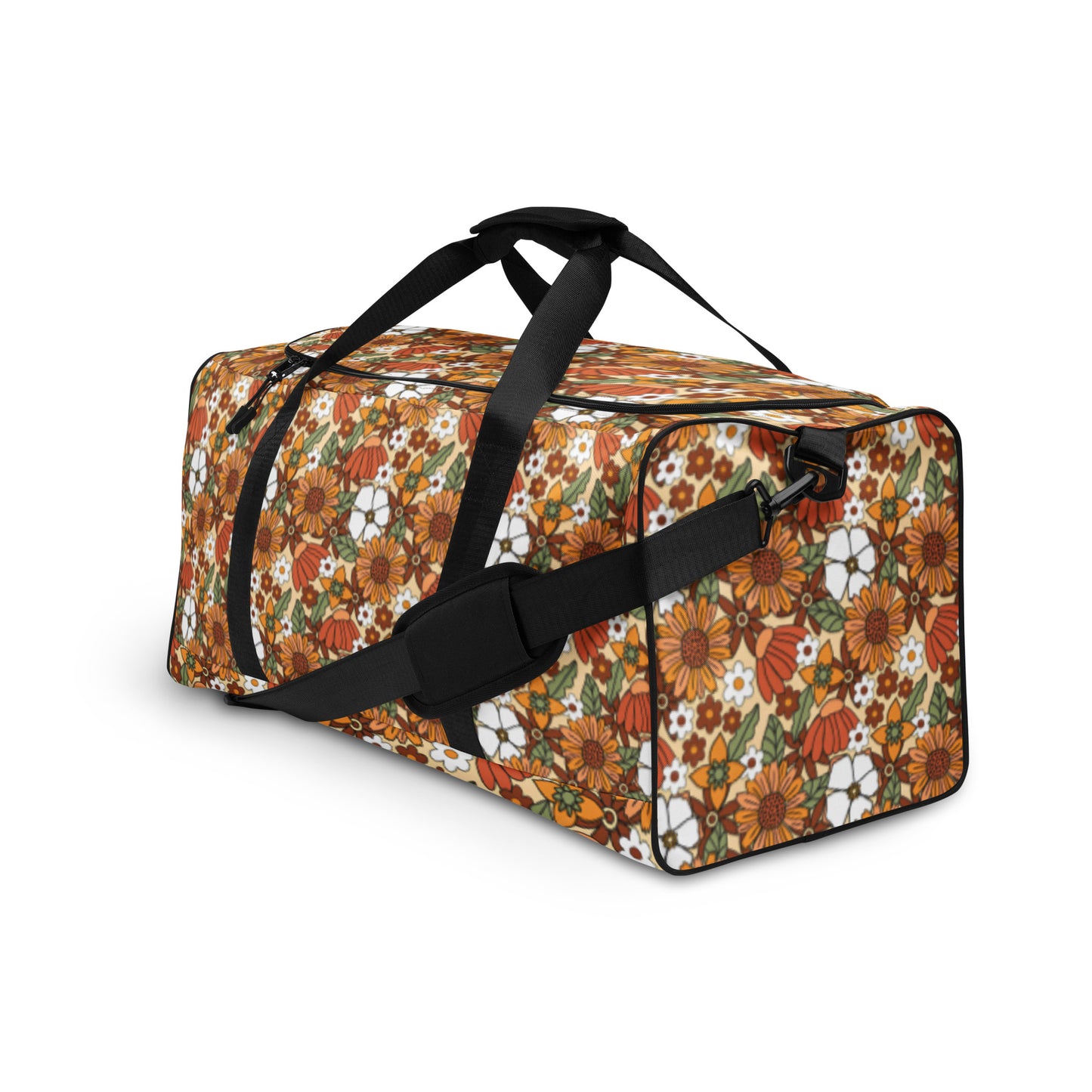 60s Inspired Retro Floral Duffle Bag