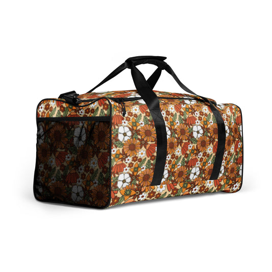 60s Inspired Retro Floral Duffle Bag