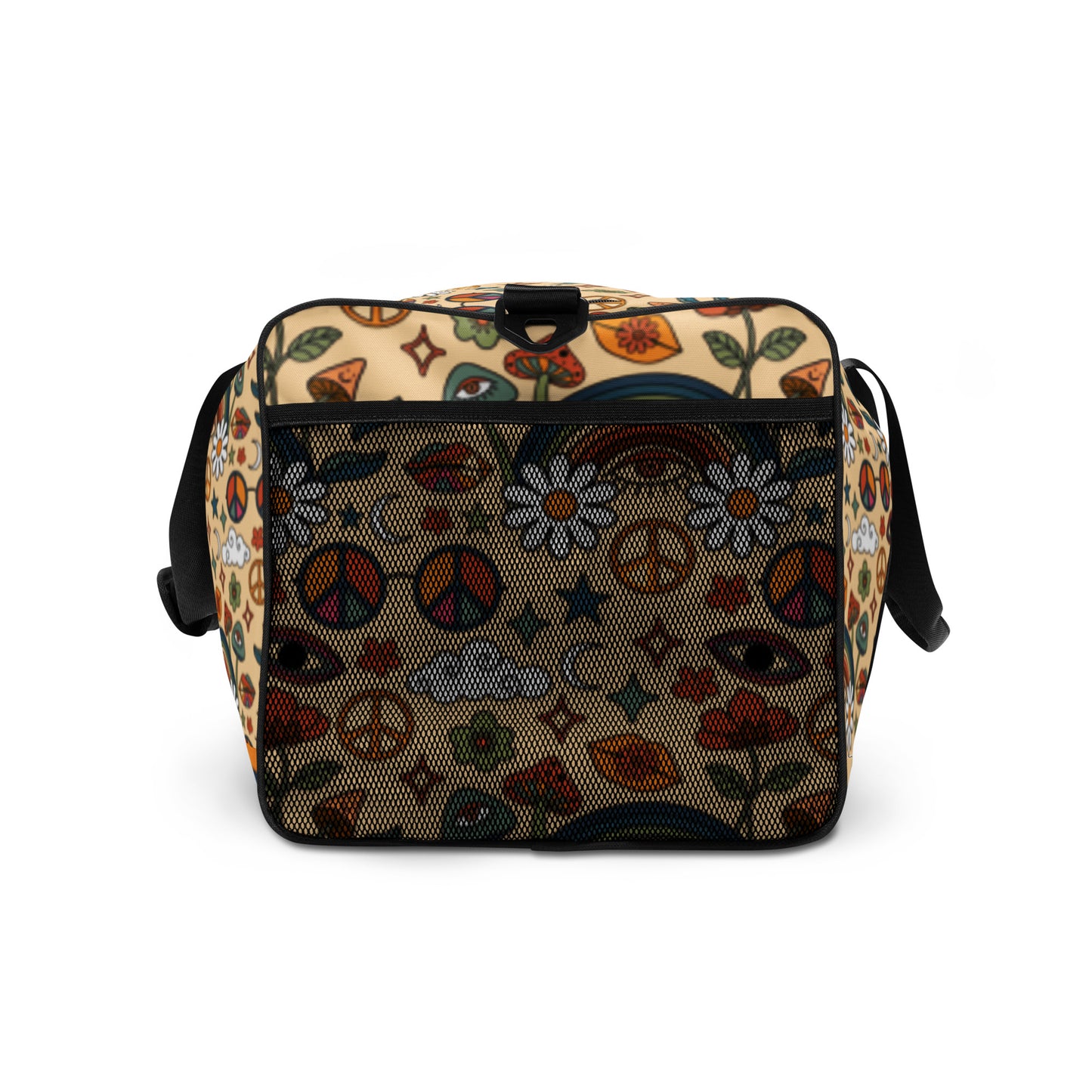 Boho Rainbow and Trippy Mushrooms Duffle Bag