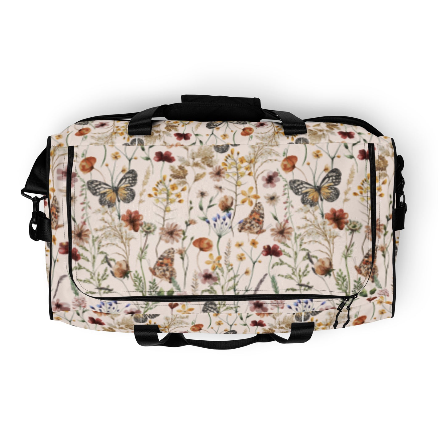 Tiny Bloom Watercolor Butterfly Duffle Bag