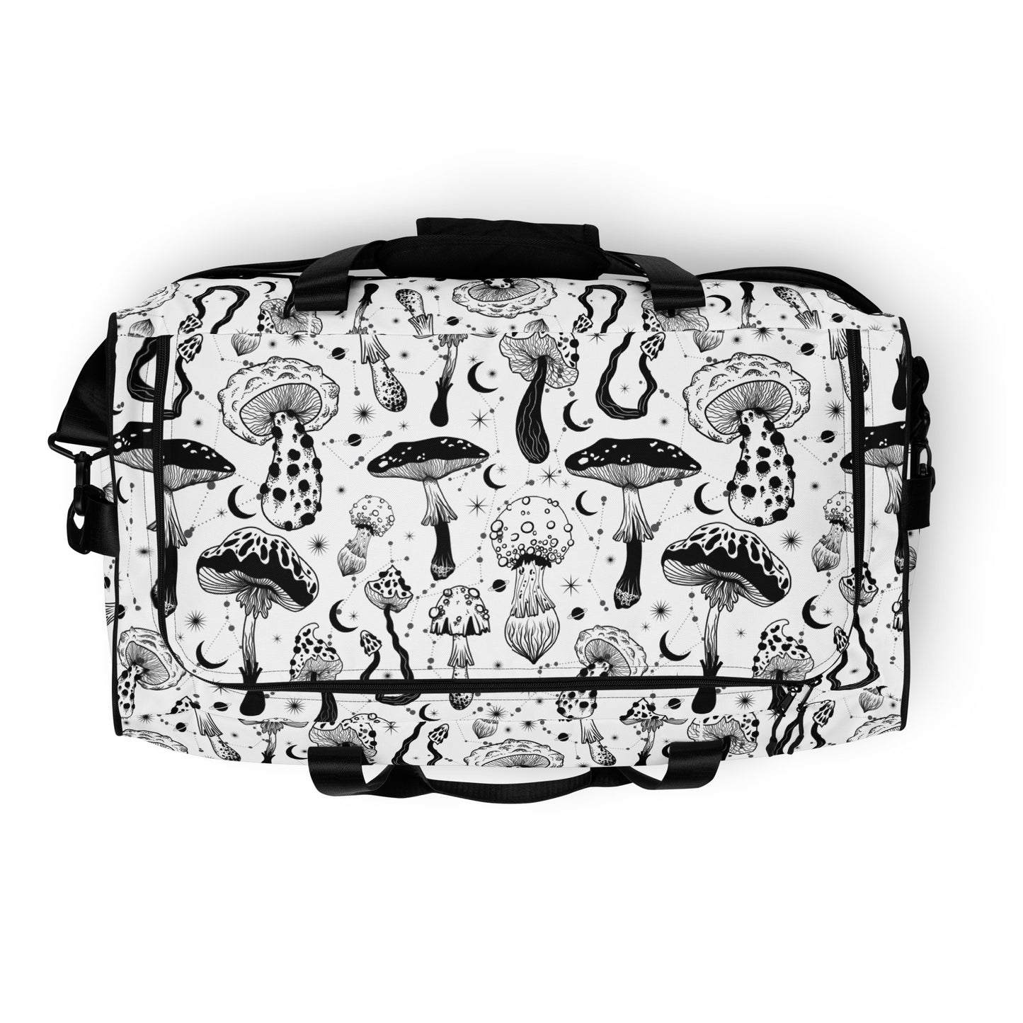 Black White Mushrooms Duffle Bag