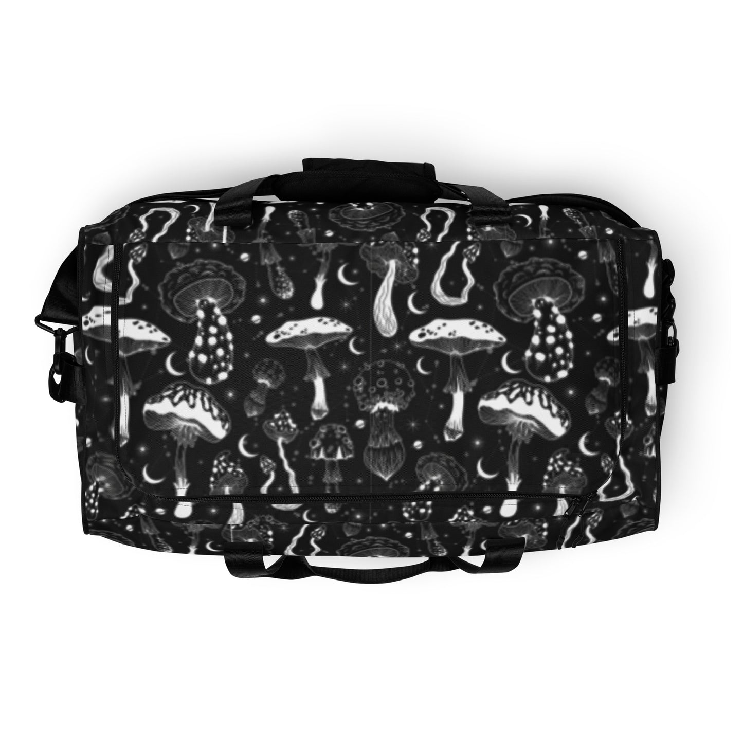 Black White Mushrooms Duffle Bag