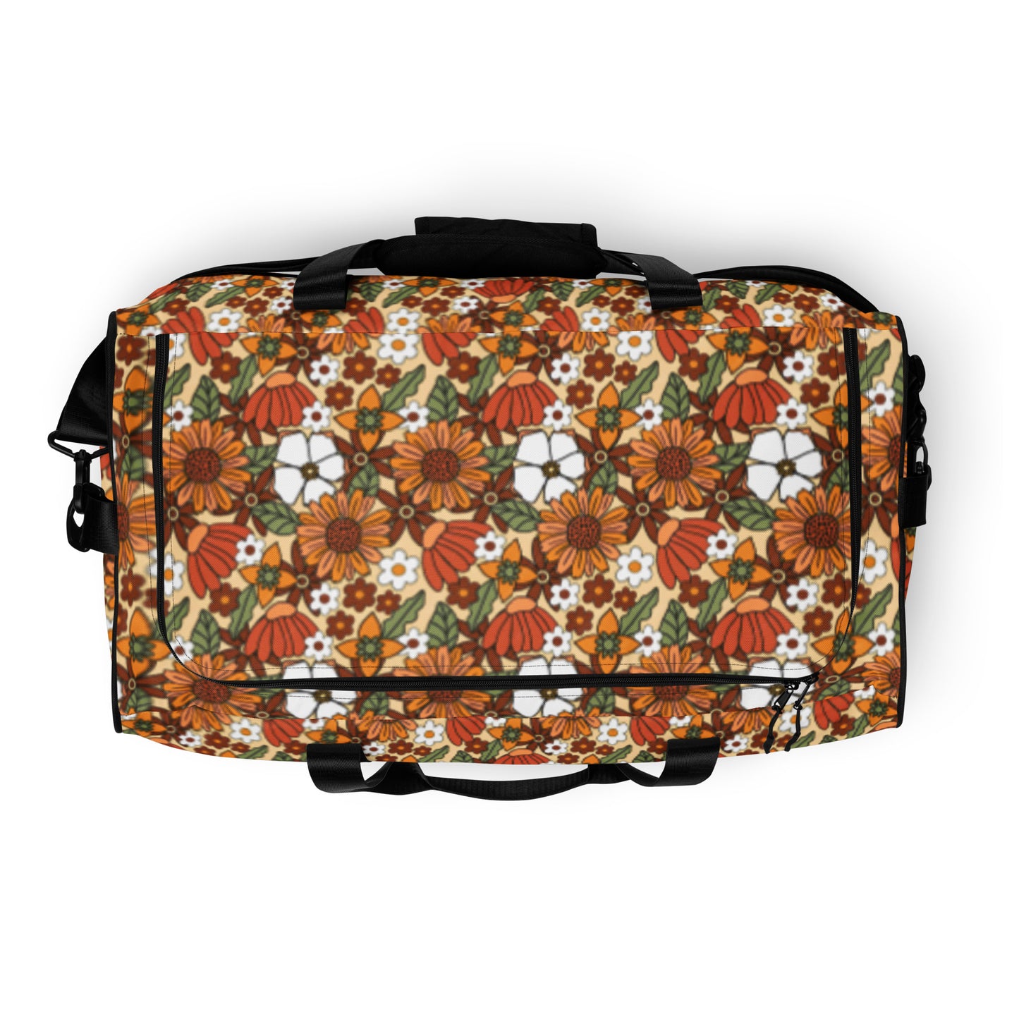 60s Inspired Retro Floral Duffle Bag