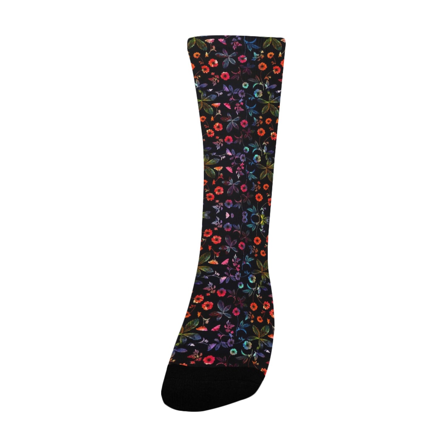 Dark Fabric Floral Socks - Custom Socks for Women Made in USA
