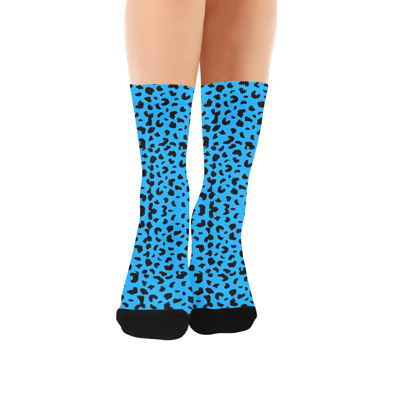sky blue leopard women's crew socks – Sole Design Studio
