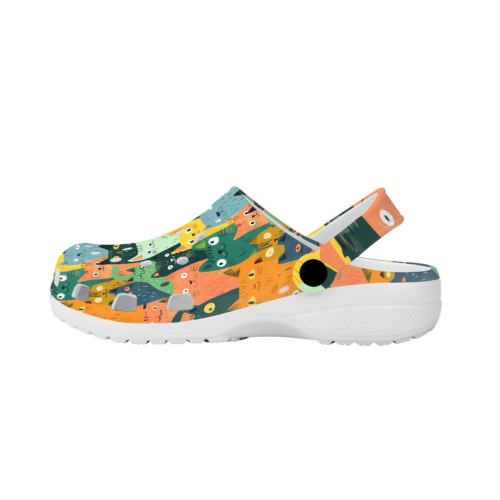 Colorful Cats, Cats, Cats on Clogs Shoes