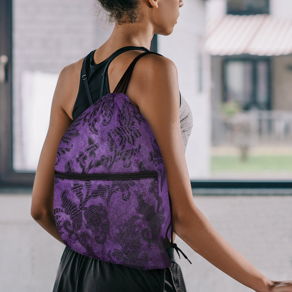 Purple Gothic pattern Women's Drawstring Backpack