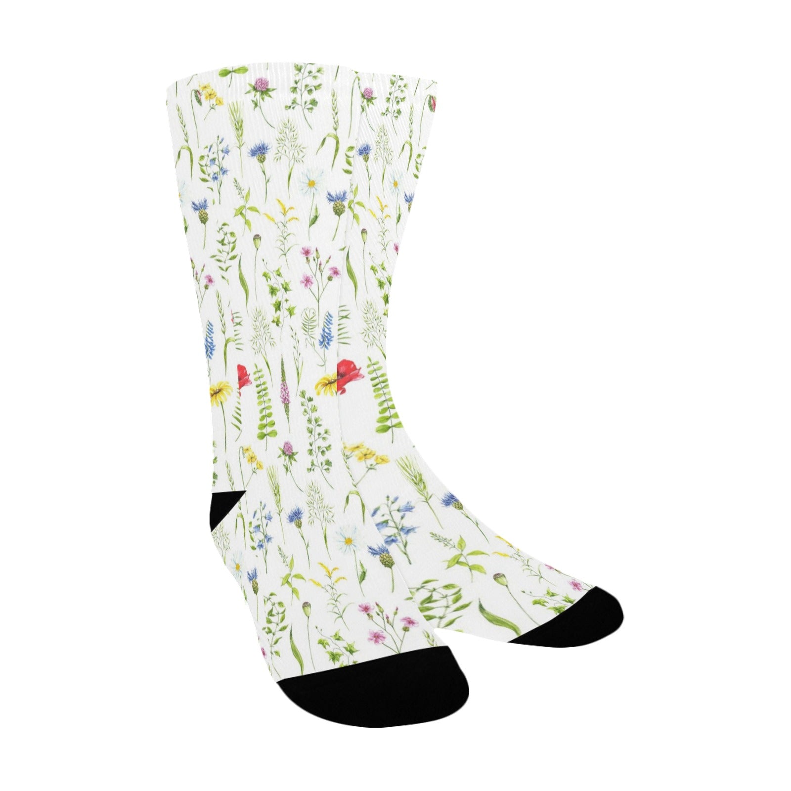 watercolor wildflowers women's crew socks – Sole Design Studio