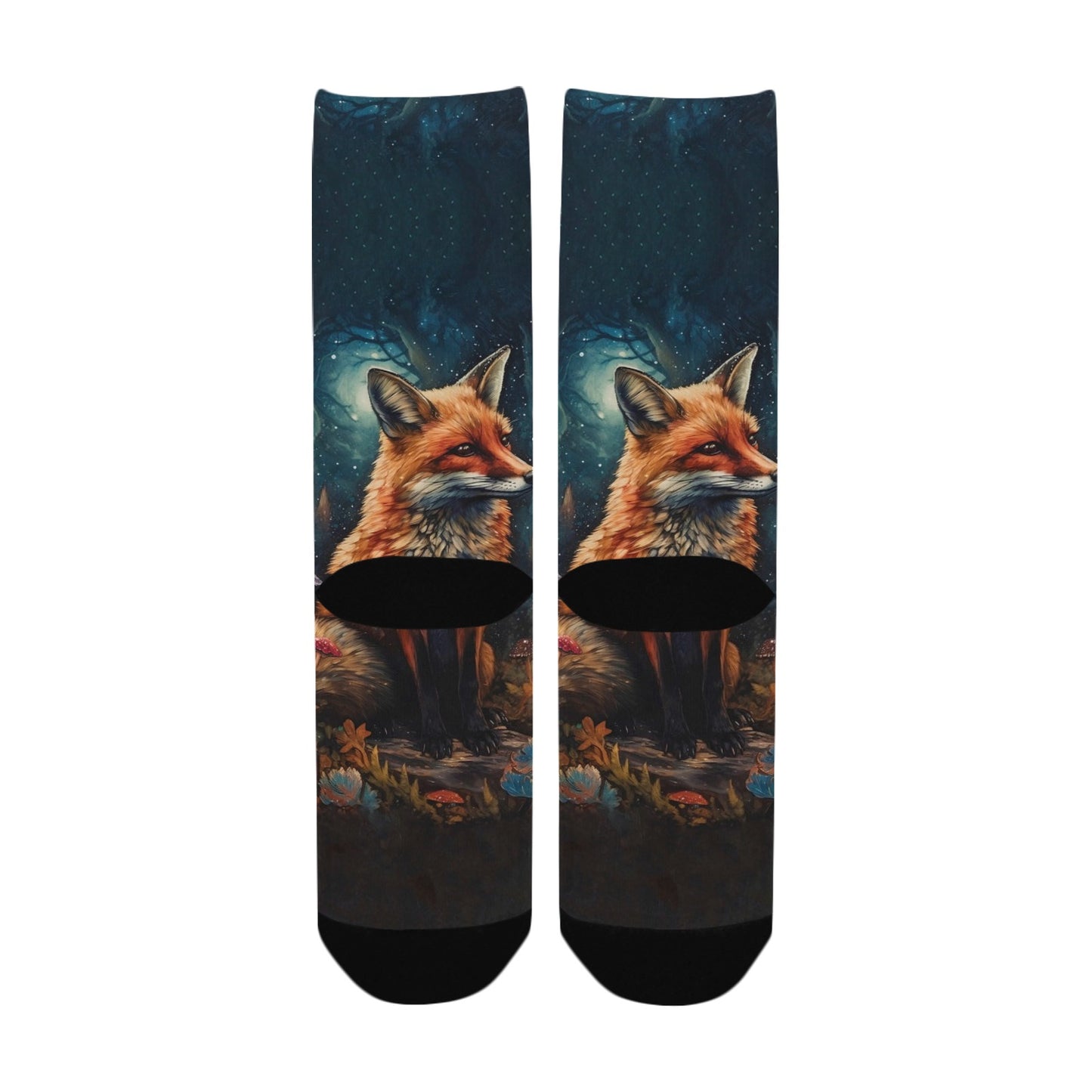 Enchanted Forest Guardian Fox Socks - Custom Socks for Women Made in USA