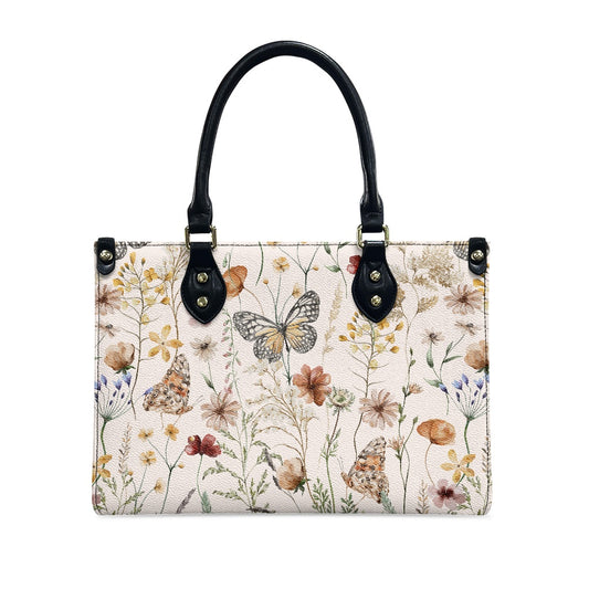 Tiny Bloom Watercolor Butterfly Women's Vegan Leather Handbag