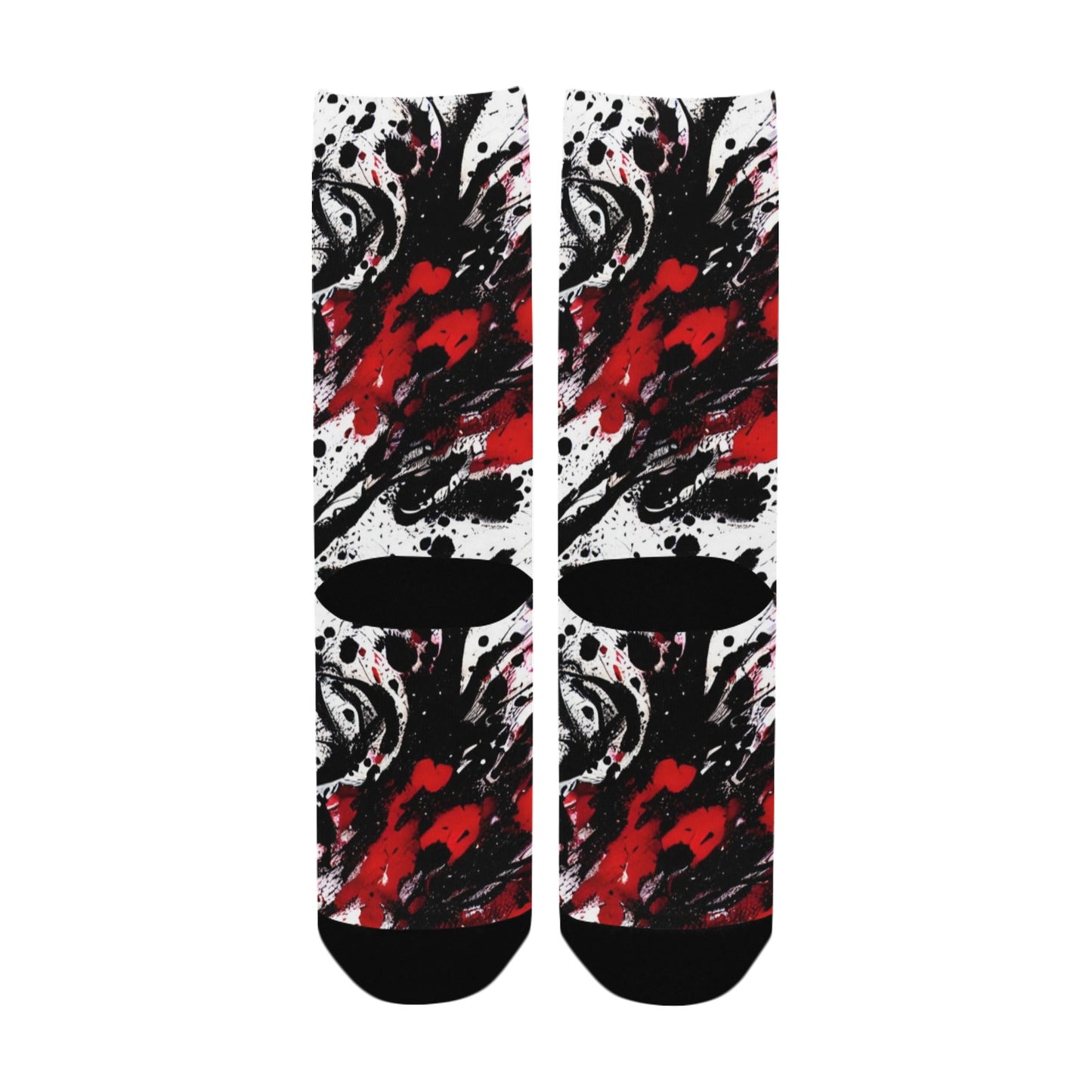 red and black ink splatter women's crew socks – Sole Design Studio
