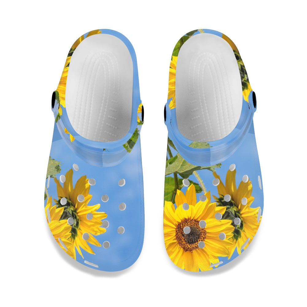 Blue Sky With Sunflowers Clogs for Women's