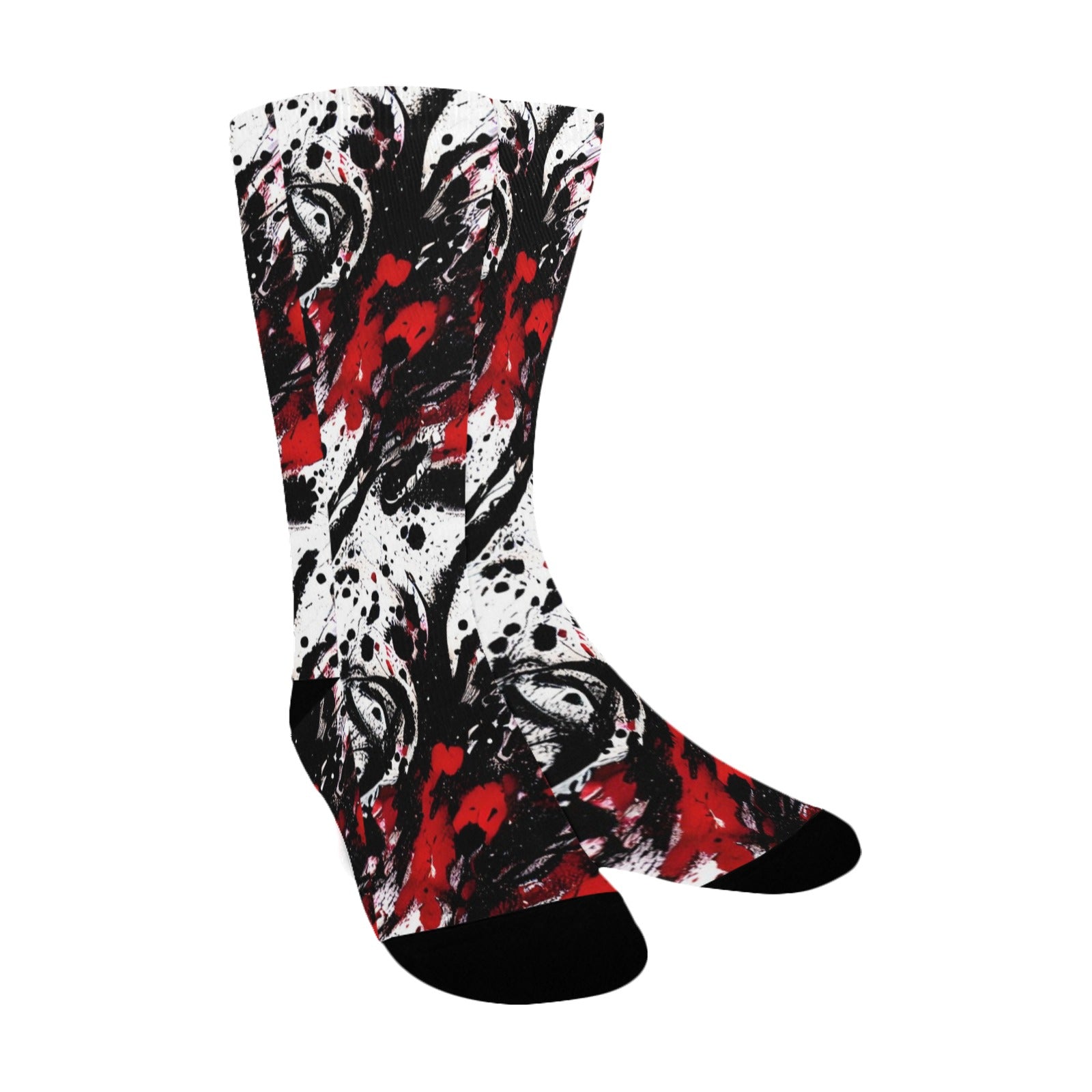red and black ink splatter women's crew socks – Sole Design Studio