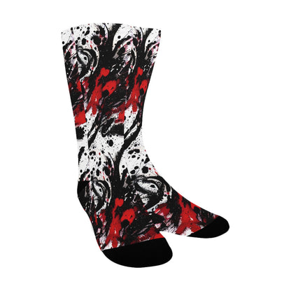 red and black ink splatter women's crew socks – Sole Design Studio