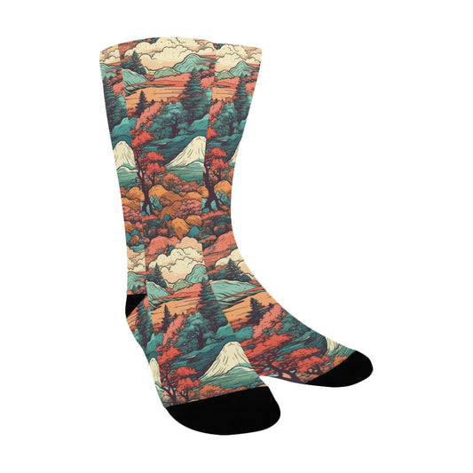 Japan Seamless Japanese Landscapes Socks - Custom Socks for Women Made in USA