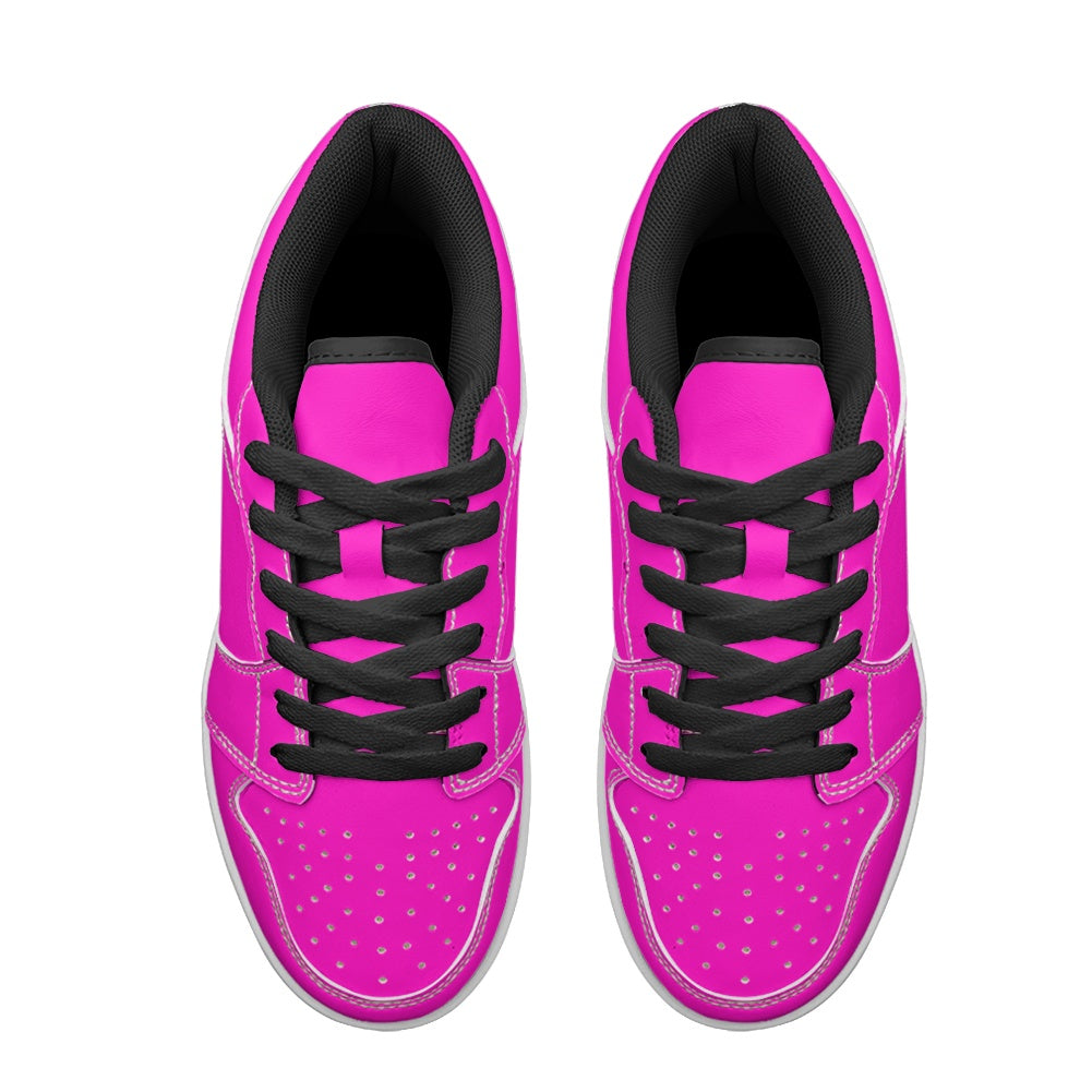 Hot Pink Women's Low Top Vegan Leather Sneakers