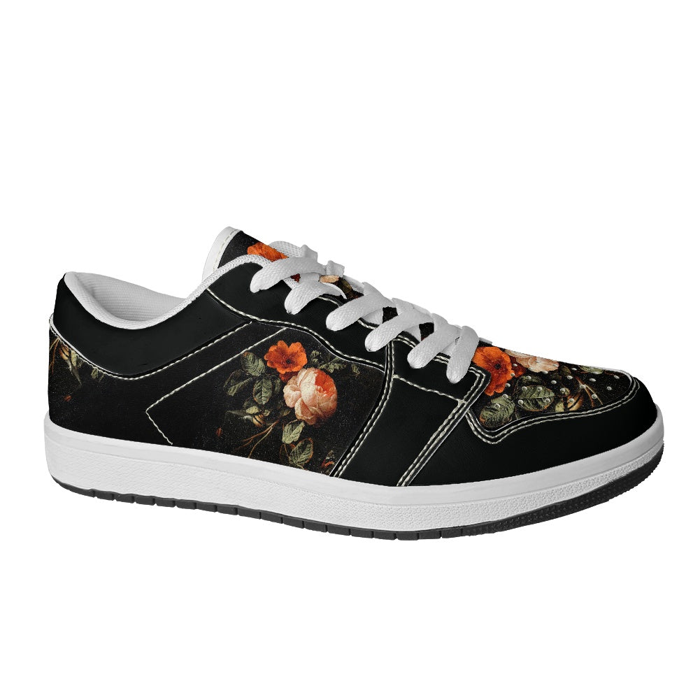 Still Life with Roses Women's Low Top Vegan Leather Sneakers