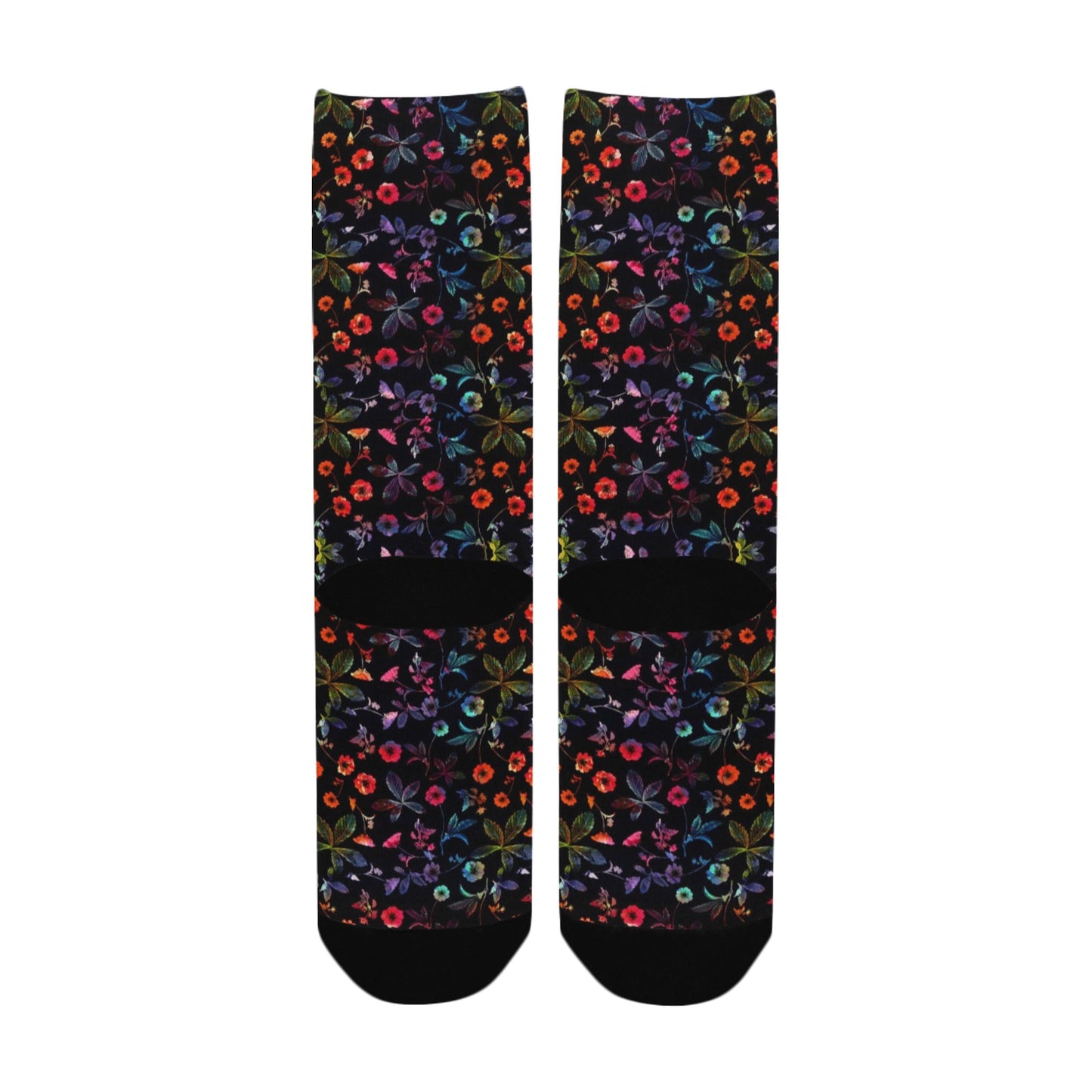 Dark Fabric Floral Socks - Custom Socks for Women Made in USA