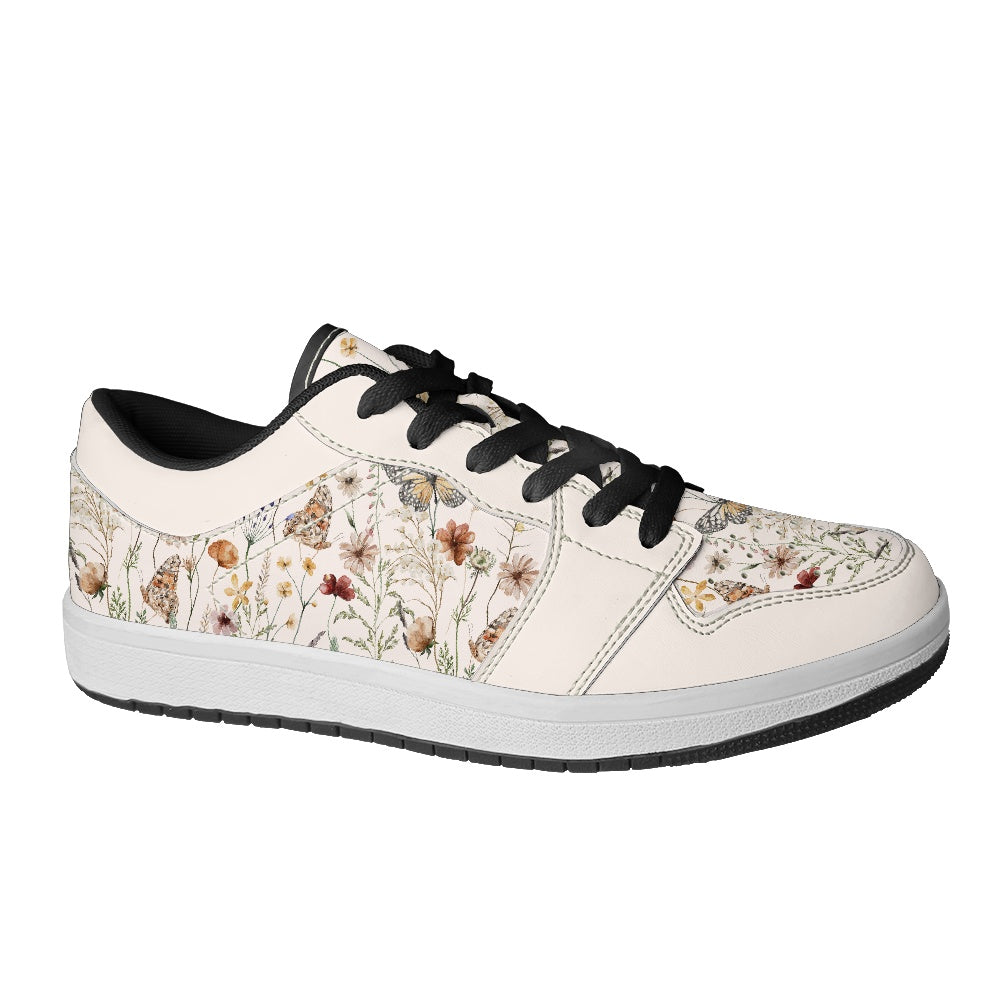 Tiny Bloom Watercolor Butterfly Vegan Leather Sneakers