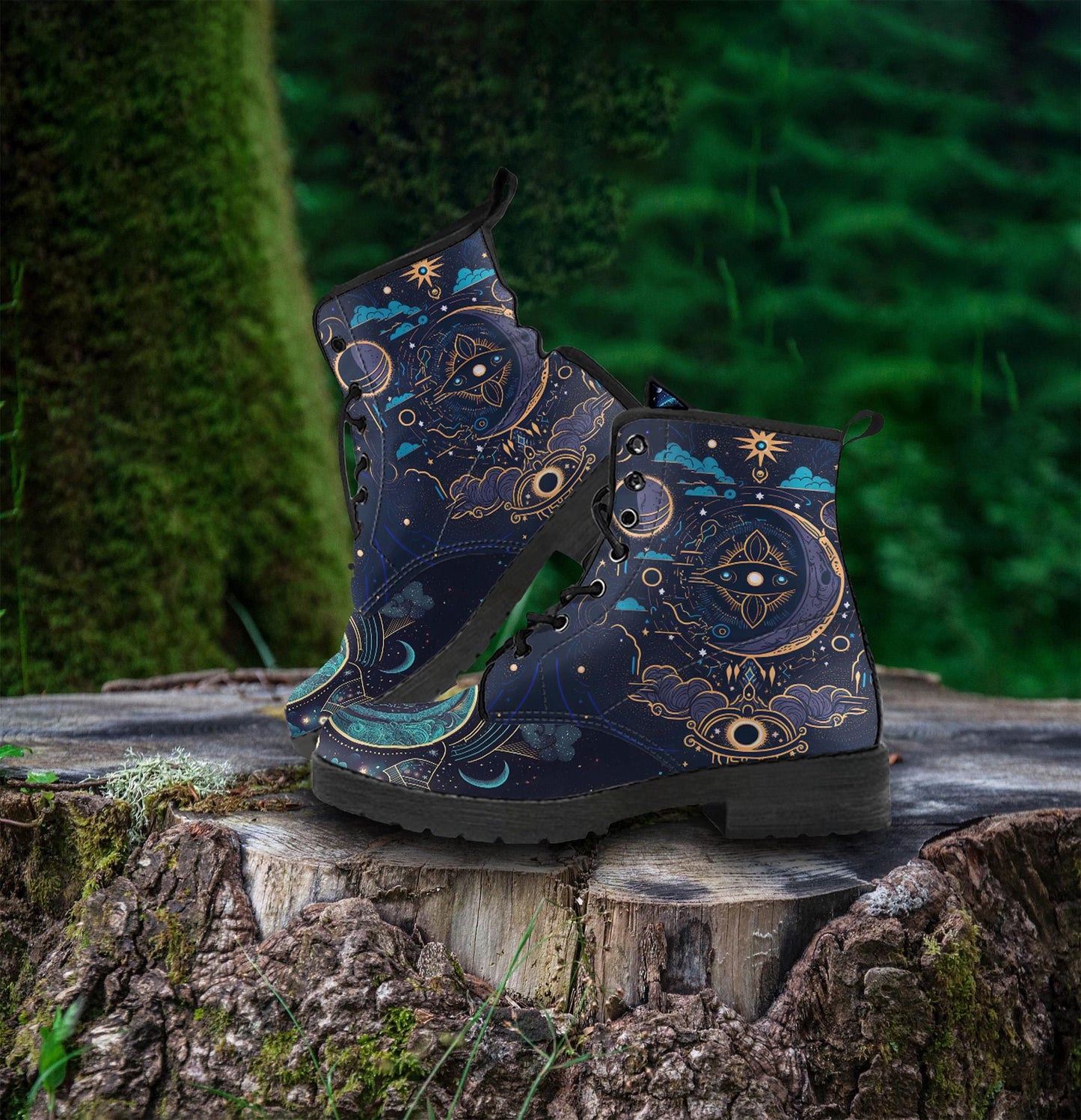 Celestial Moon Women's Vegan Leather Boots