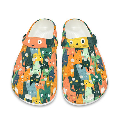 Colorful Cats, Cats, Cats on Clogs Shoes