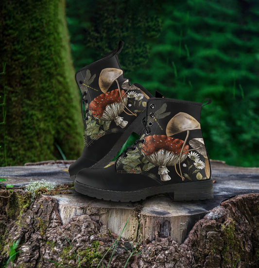 Cottagecore Mushroom Women's Vegan Leather Boots