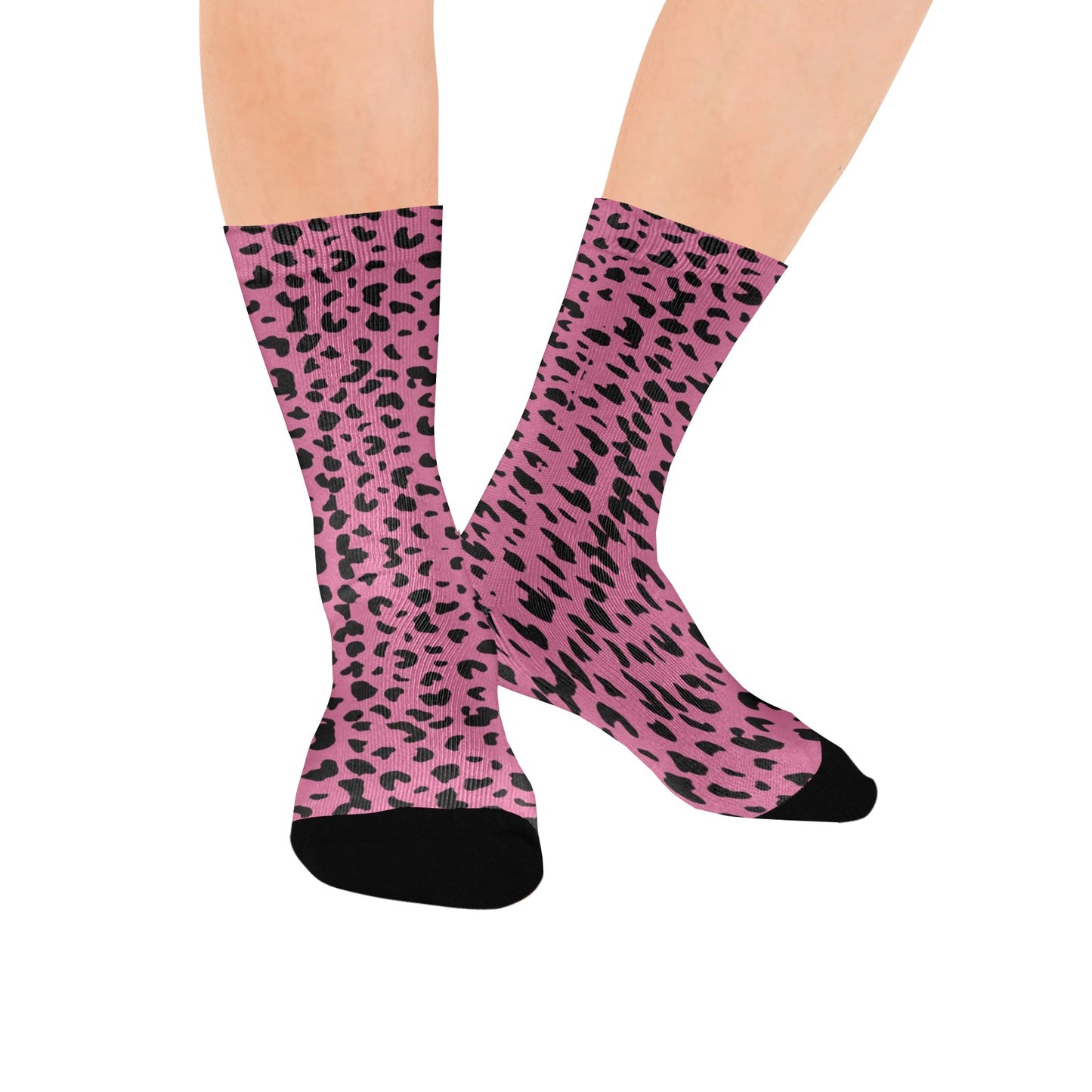 Muted Rose Leopard Print Socks - Custom Socks for Women Made in USA