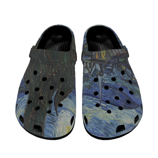 Vincent Van Gogh's Starry Night Women's Clogs Black Sole