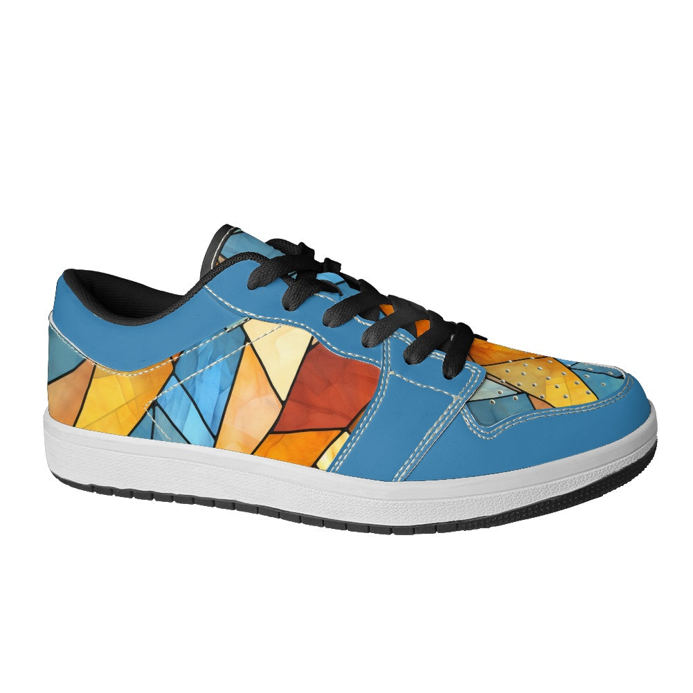 Geometric Blues Vegan Leather Sneakers