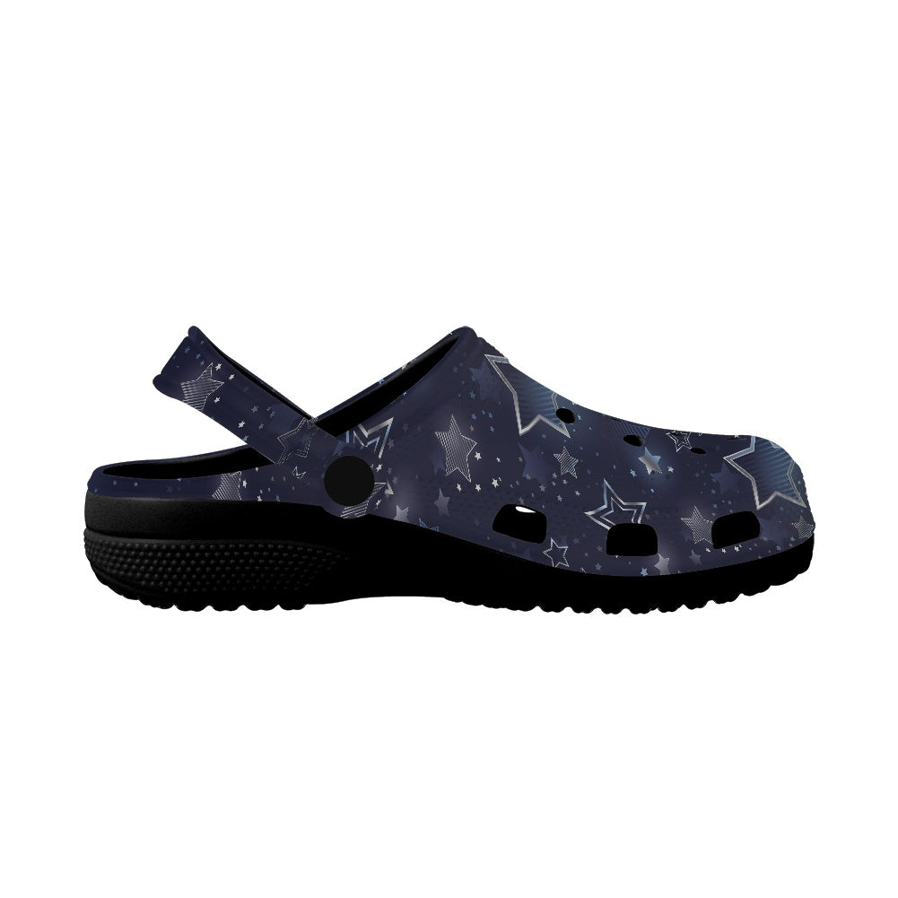 Silver Stars Women's Clogs Style Black Sole