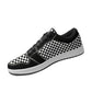 Black and White Checkerboard Women's Vegan Leather Sneakers