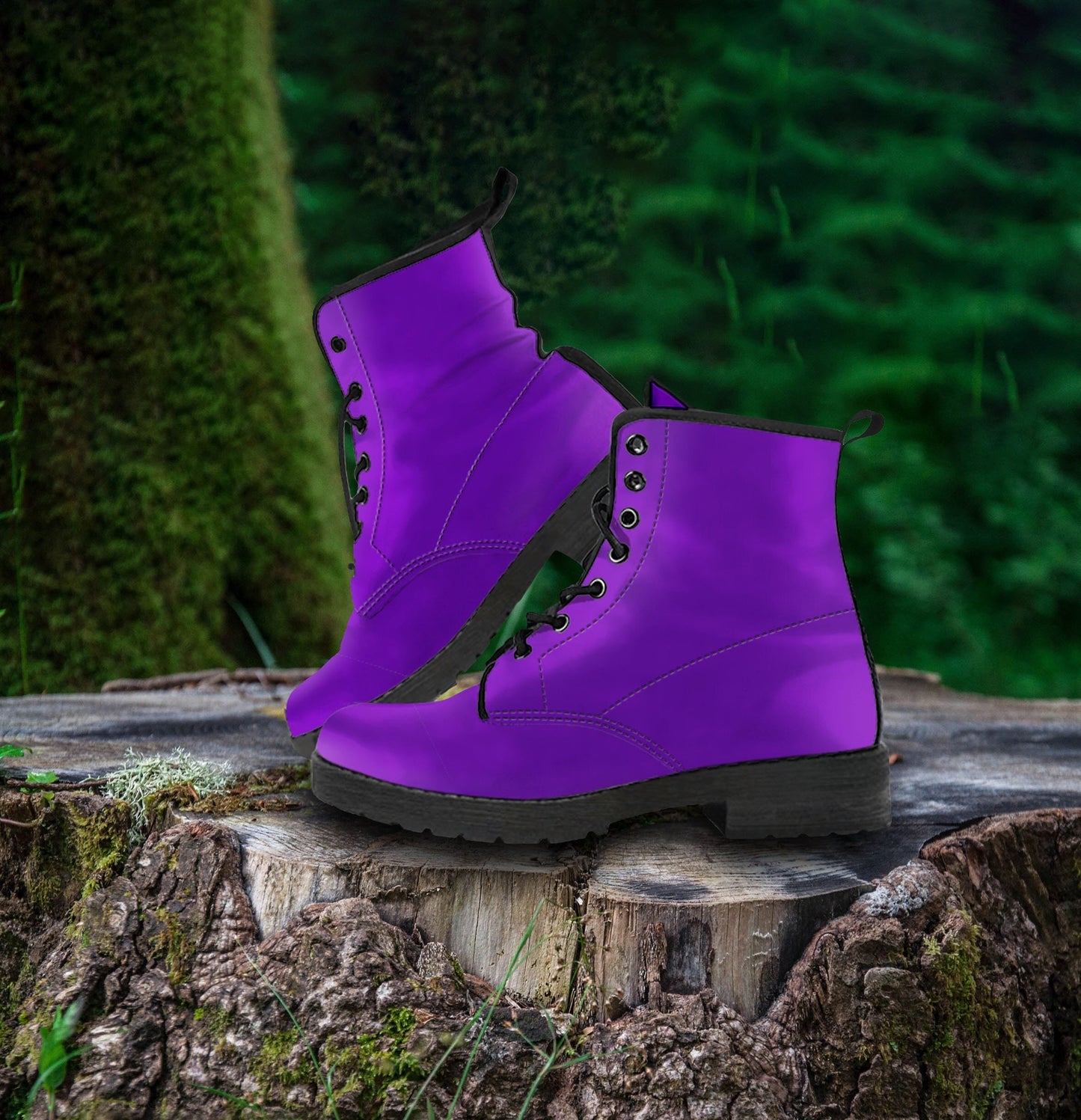 Rich Violet Women's Vegan Leather Combat Boots