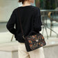 Embroidery Two Chinese Dragons and Roses Flowers Women's Handbag