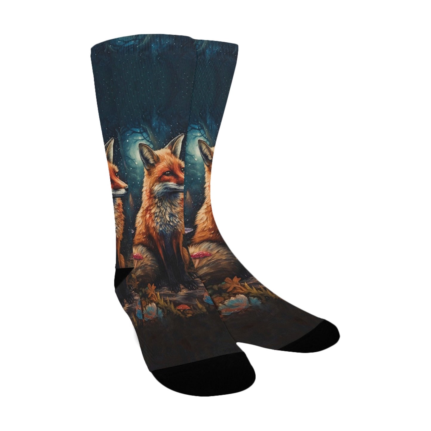 Enchanted Forest Guardian Fox Socks - Custom Socks for Women Made in USA
