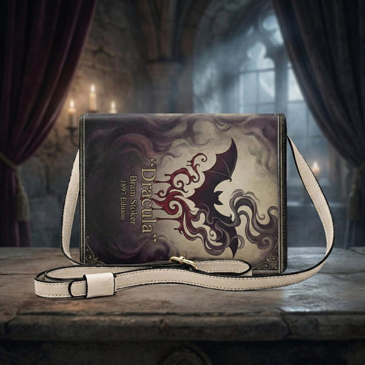 dracula bram stoker gothic book-shaped crossbody bag vegan leather – Sole Design Studio