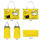 Black and White Cat on Yellow Women's Vegan Leather Handbag